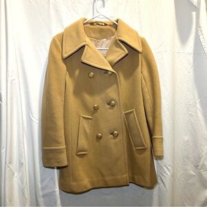 70s vintage 100% wool Tan Double-Breasted Women's Coat